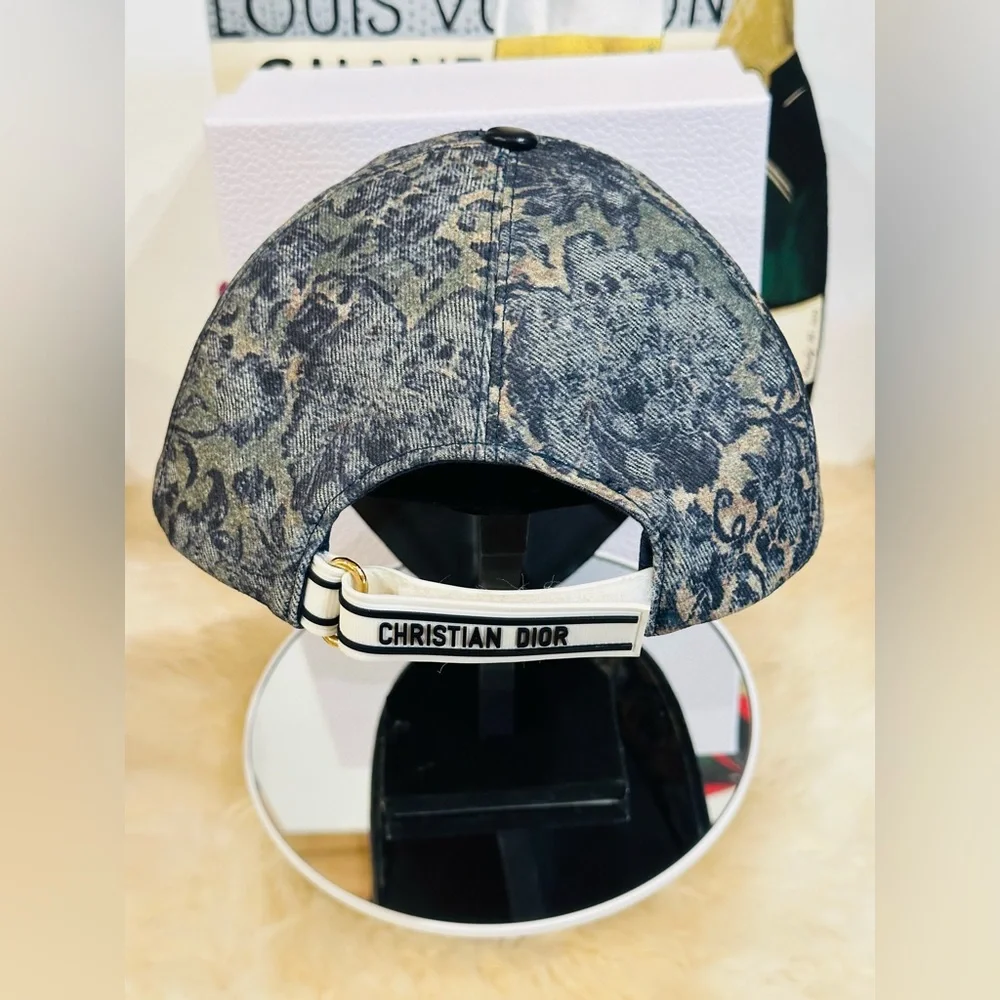 🔥 CHRISTIAN DIOR Toile De Jouy Cap Large 59-60 with COA
